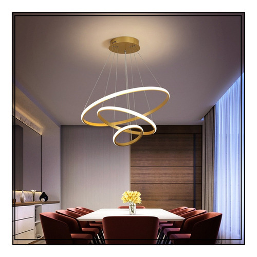 D Lustre Luminaria Pendente Led Design Moderno 3 Aros