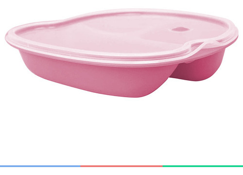 Prato Infantil Com Tampa E 3 Divisórias Baleia Clingo Cor Rosa