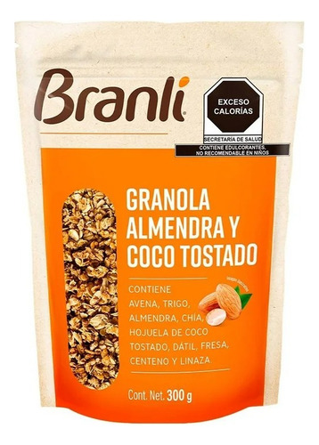 4 Pza Granola Branli Almendra Y Coco Tostado 300 G