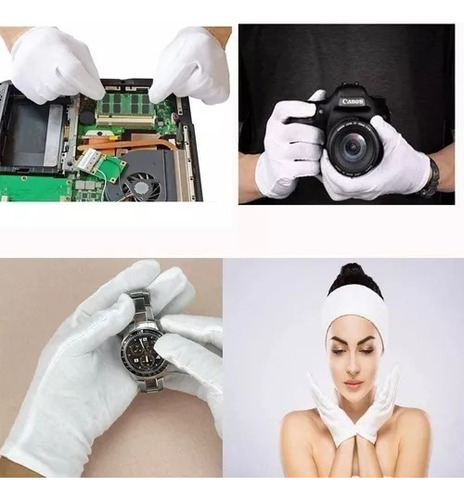 6 Pares De Guantes Blanco De Algodón Para Industria, Joyería