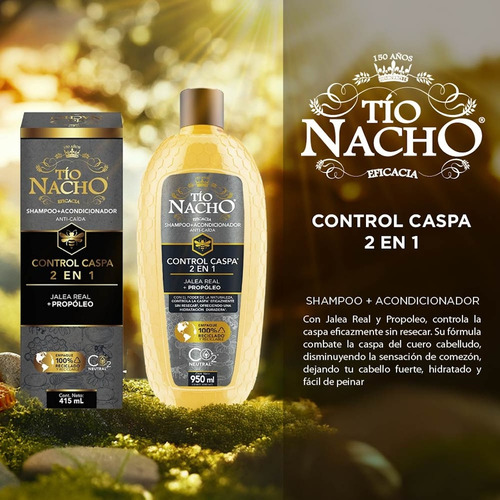 Tio Nacho 2 En 1 Shampoo + Acondicionador Anti Caspa, 950ml.