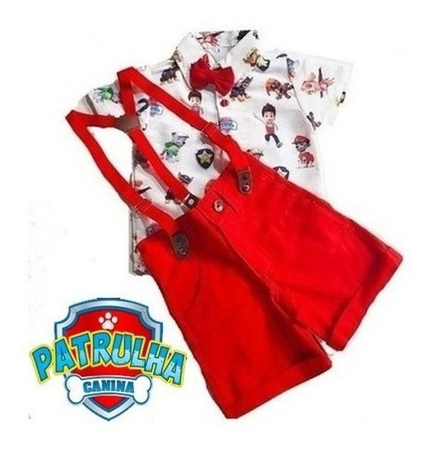 Conjunto Infantil Menino Patrulha Canina Gravata Suspensório