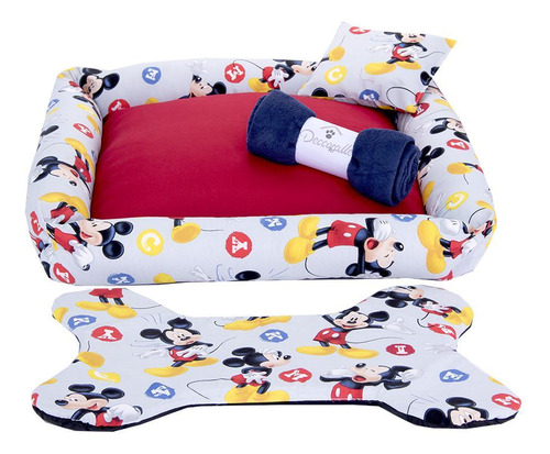 Kti Cama Para Pet Caes E Gatos Mickey Porte Medio 04 Pecas