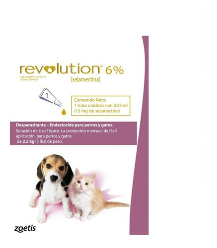 Pipeta Antipulgas Y Garrapatas Perro Y Gato 2.5k Revolution 