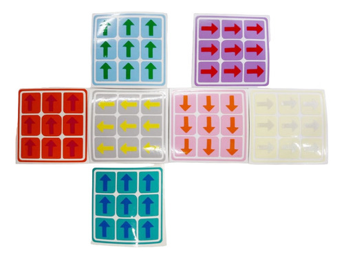 Sickers Flechas Para Cubo 3x3 En Colores Tipo Rubik