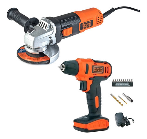 Combo Black +decker Amoladora + Taladro Inalámbrico + Acc Fs