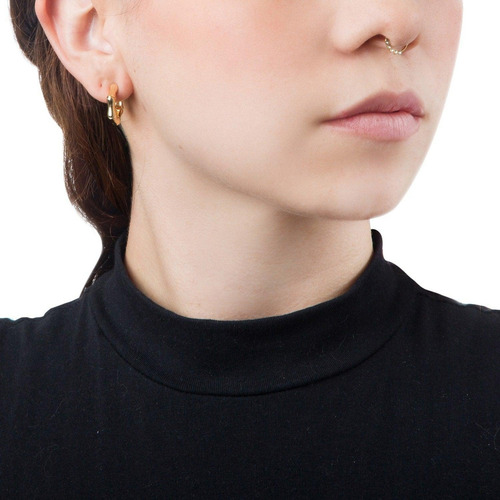 Aretes Arracadas Broquel Bambú 4mm Chapa De Oro 18k Color Dorado