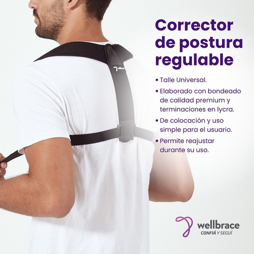 Imagen 2 de 10 de Corrector De Postura Regulable Universal Espaldar Ptm