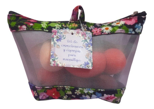 Cosmetiquera Y Esponjas Para Maquillaje Rosa Grande