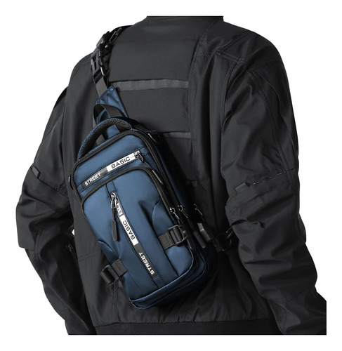 Seafew Blue Sling Crossbody Backpack Shoulder Messenger Bag.