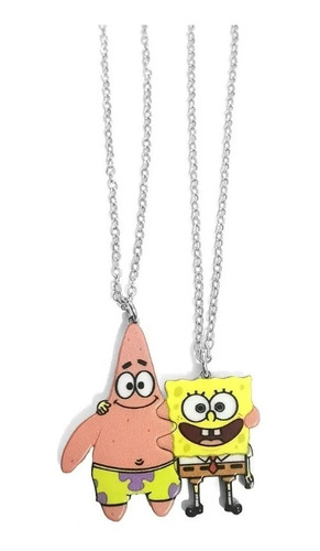 Collar Acero En Combo O Pareja Amigos Bob Esponja Y Patricio