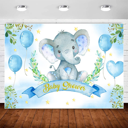 Telón De Fondo Para Baby Shower, Globo Azul, Elefante, Baby 