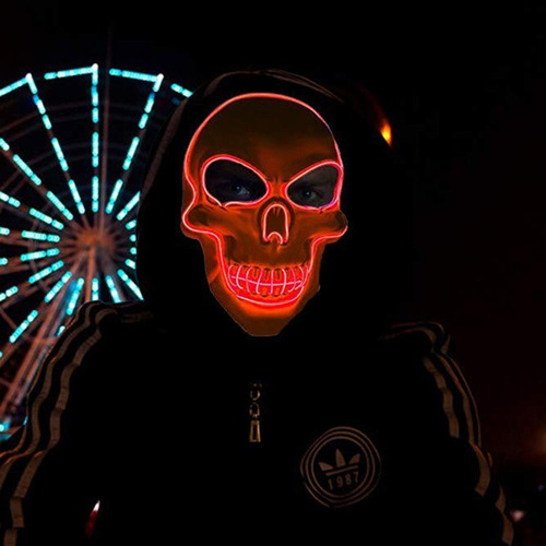 Mascara Led C/ Luz Led/neon Calavera Dia De Muertos Sy-mj05