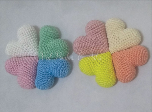Imagem 1 de 6 de Coração Em Crochê 3d - Amigurumi C/ 10 Unidades