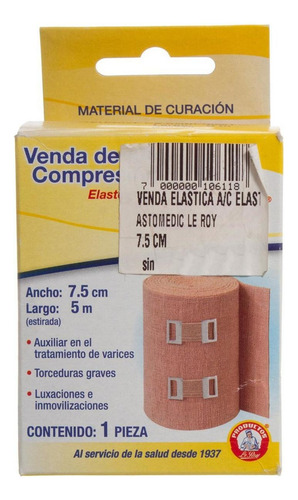 Venda Elastica Alta Compresion Elastomedic 7.5cmx5m - Le Roy