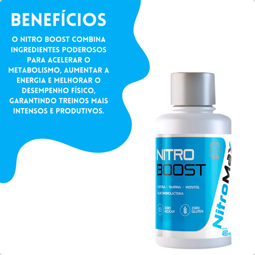 Nitro Boost Thermogenico 480ml - Nitromax - Liquid Energy Sabor Açaí Com Guaraná