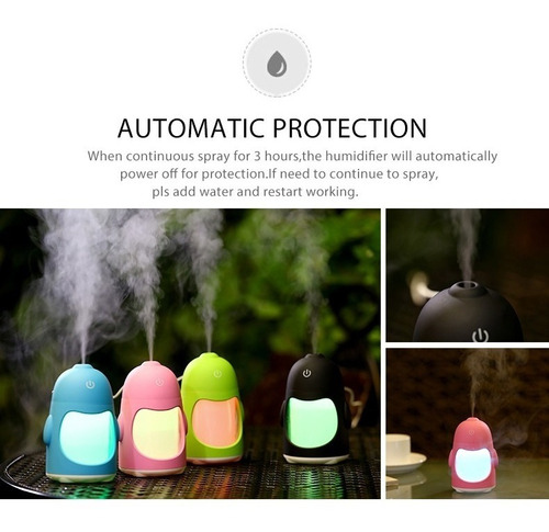 Imagen 4 de 9 de Mini Humidificador Difusor Pingüino + 1 Esencia De Regalo