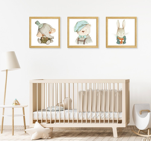 Cuadro Canvas Premium Animales Acuarela Bebe Gde 