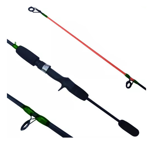 Pesca Reel Huevito Rotativ + 1.80m + Nylon Color Negro/gris Lado De La Manija Derecho