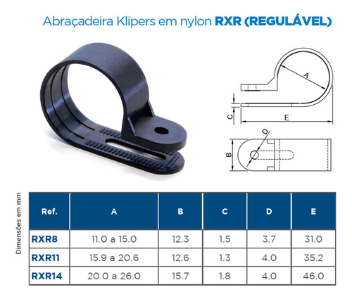 Abraçadeira Fixadora Com Regulagem 11 A 15mm Pct 50 Unid