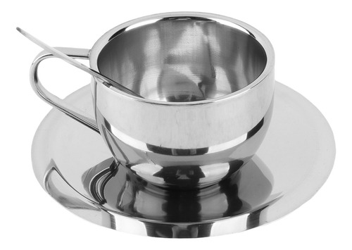 Tazas De Café Con Cuchara, De Acero Inoxidable, Antiescaldad