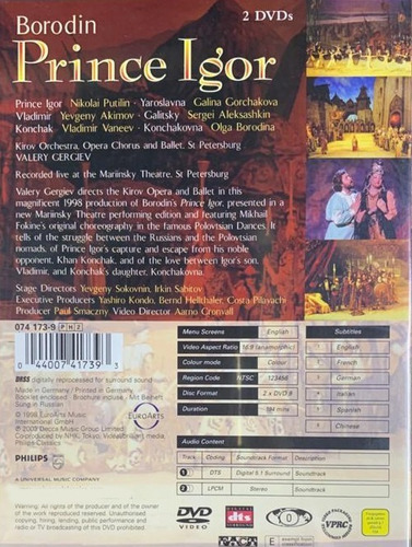 Borodin - Príncipe Igor - Purilin - Gorchakova - 2 Dvds