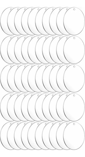 Circulo De Acrilico Para Llavero O Manualidades 50 Piezas Color Transparente