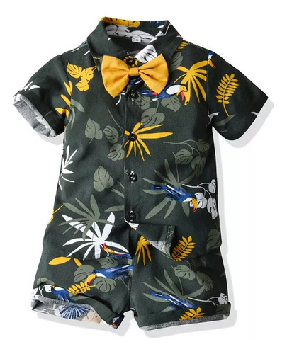 Conjunto Camisa Pantalón Corto Estampado Hawaiano Niño