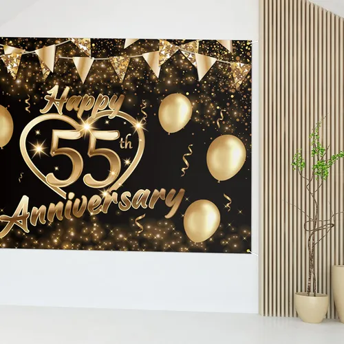 Banner De Fondo Para Decoración De Feliz 55 Aniversario, Neg