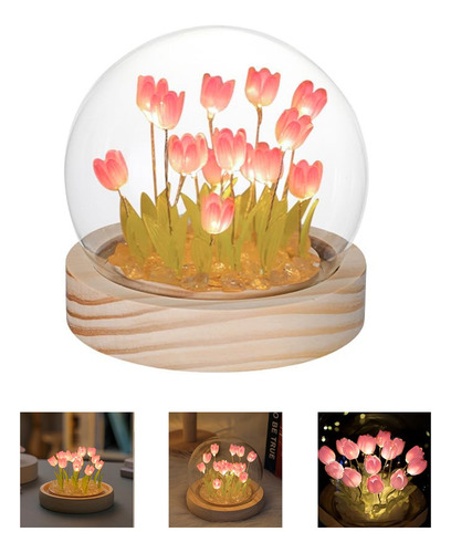 Luz Nocturna De Tulipán Hecha A Mano Diy Con Enchufe Usb