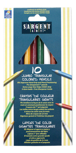 Sargent Art 22-7210 Lapices De Colores Triangulares Jumbo De