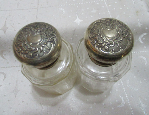 Antig 2 Frascos Perfume Cristal Art Nouveau C/taponcitos (Usado)