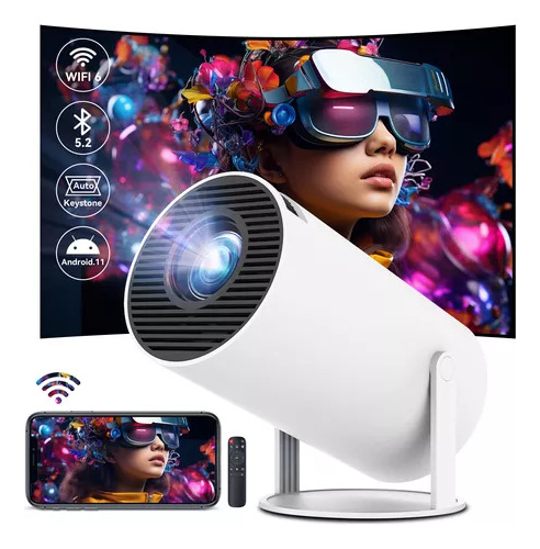 HY300 Mini Proyector Portátil, Proyector 4K Auto Keystone, 1080P Full HD con WiFi 6 y Bluetooth 5.0, Pantalla de 130 Pulgadas, 180 Grados Flip Compatible Smartphone/Tabletas/PC/TV Stick