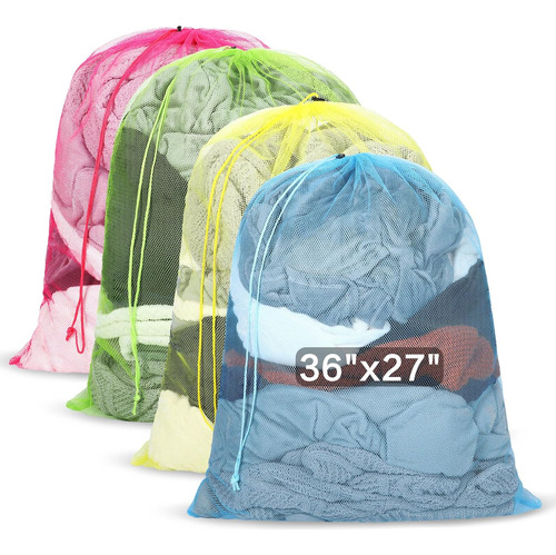 Bolsas De Malla Multicolor 27x36 Pulgadas Con Cierre De Cord