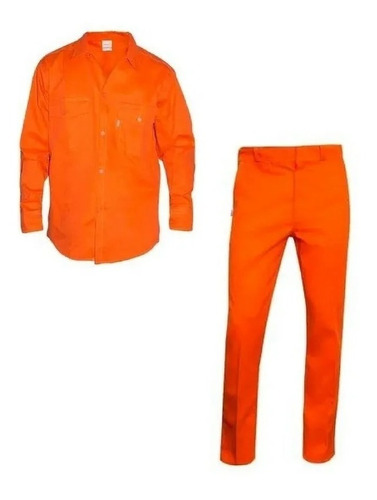 Kit Ropa De Trabajo Uniforme Pantalón + Camisa Naranja