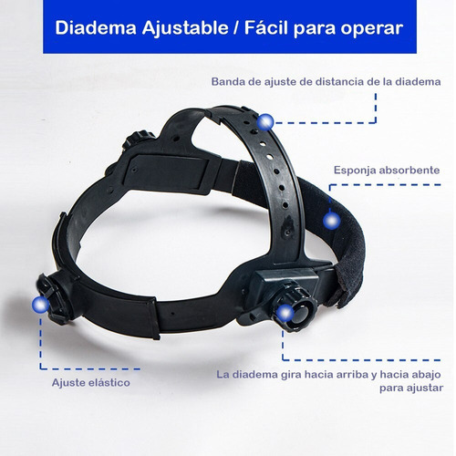 Máscara Careta Soldar Fotosensible Cinta Acolchada Color Negro