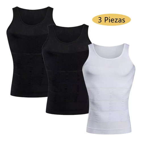 De Faja Hombre Camiseta Reductora Modeladora, 3pzs