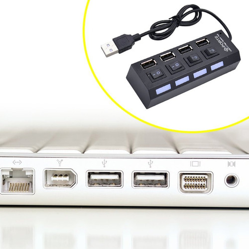 Comutador Independente Usb Hub 2.0 4 Portas Hub Um Para Quat