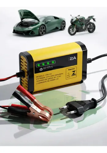 Carregador de Bateria Automotivo Inteligente Portátil para Carro e Moto