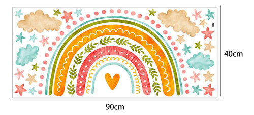 90x40cm Colorido Arco Iris Etiqueta De La Pared Calcomanía