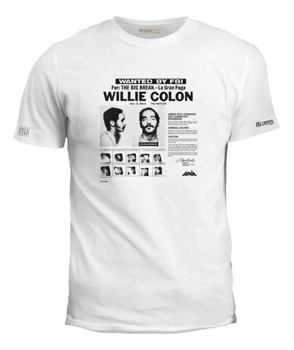 Camiseta Willie Colon Wanted By Fbi Salsa Musica Ink