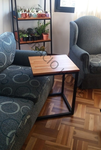 Imagen 5 de 8 de Mesa De Arrimo Auxiliar Living Hierro Madera - Horacio Home