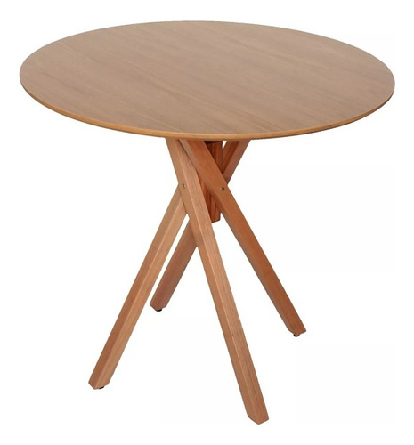 Mesa De Madeira Redonda 80cm June Pizarro Tampo Freijó