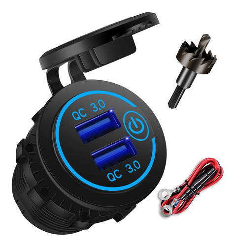 12v Usb Outlet Dual Quick Charge 3.0 Car With Switch 36w