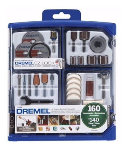 Imagen 1 de 5 de Kit Multiuso Dremel 710 160 Accesorios Para Mini Torno Caja
