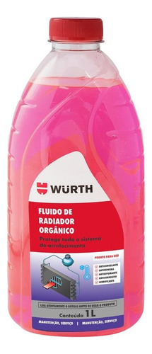 Aditivo Wurth Radiador Orgânico Concentrado Rosa 1l