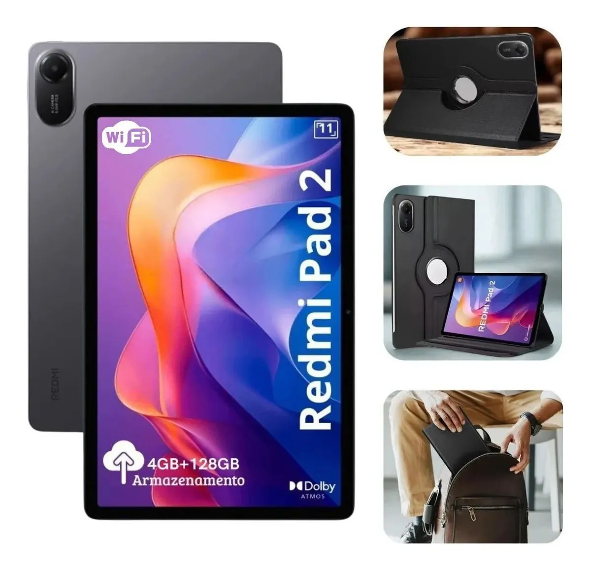 Tableta Xiaomi Pad 2 Wi-Fi de 128 GB y 4 GB con funda de 11 pies, color gris oscuro