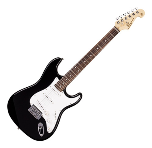 Guitarra eléctrica SX SE1 stratocaster de tilo black brillante con diapasón de palo de rosa