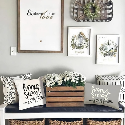 Fundas de cojín de 45x45cm Funda de Almohada de Sofá Moderno Geométricas Impresión de Doble Cara Color Blanco