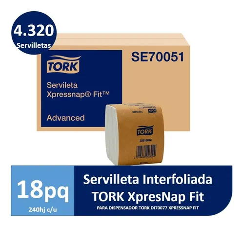 comprar Servilleta Tork Fit para dispensador N14 caja con 18 paquetes de 240 hojas simple
